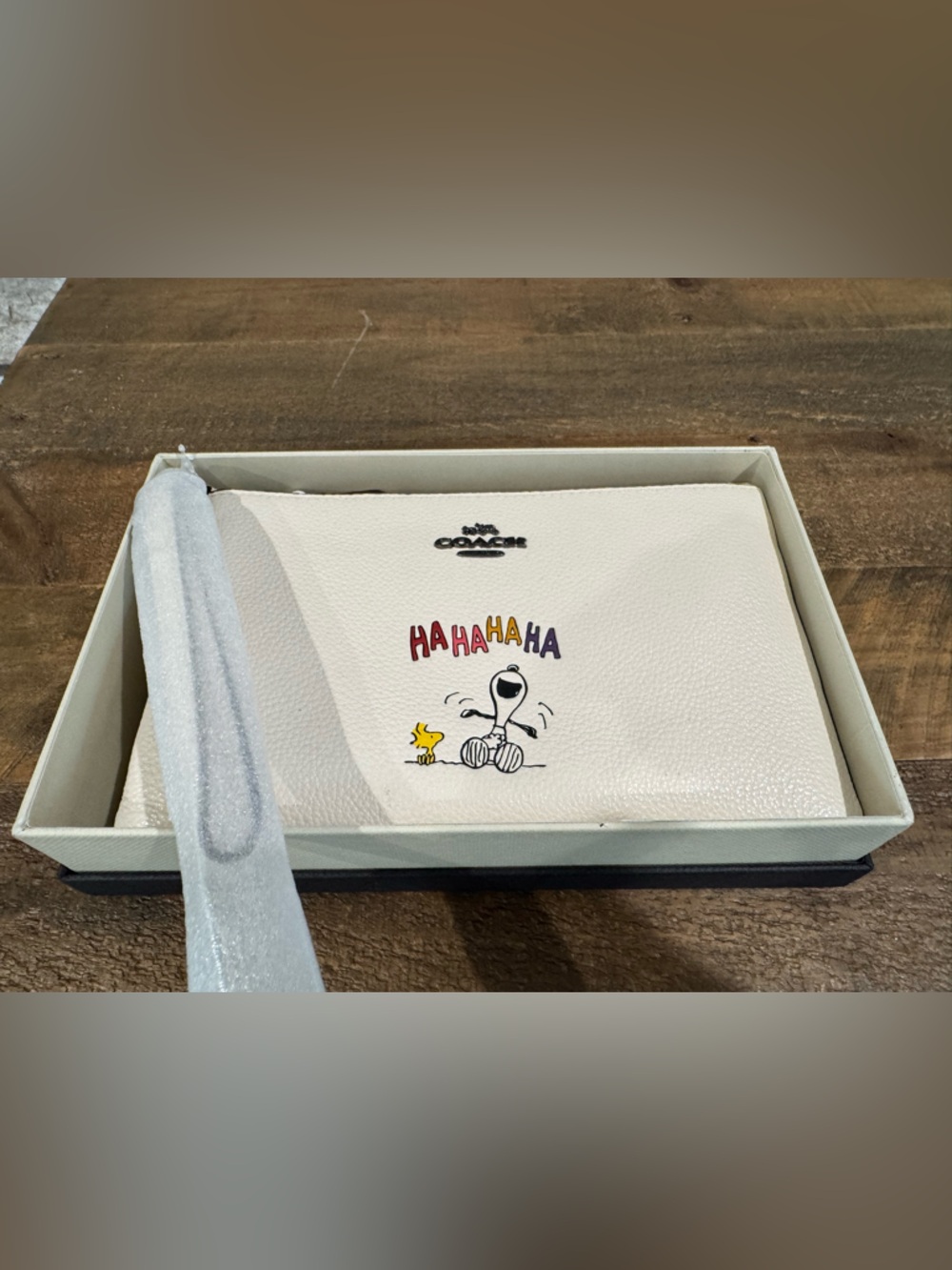 NWT Coach X Peanuts Snoopy HAHA Leather Wristlet